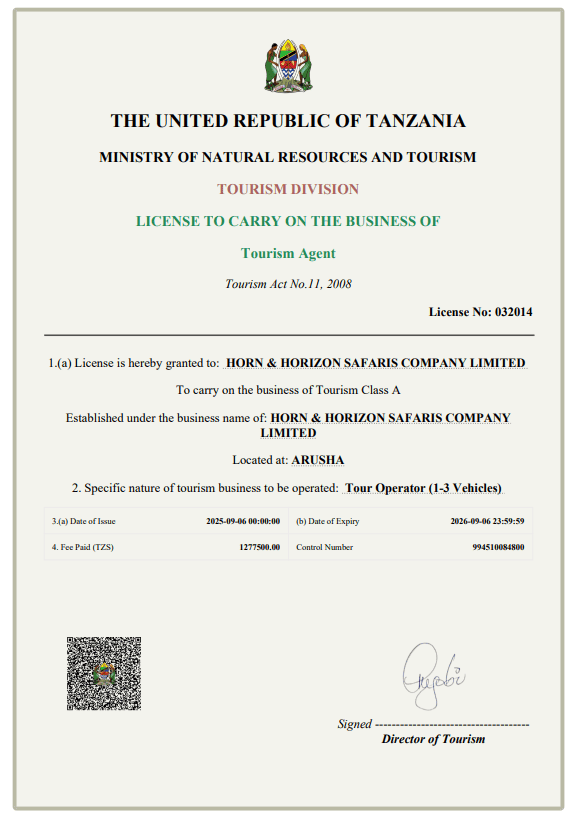 HORN & HORIZON SAFARIS COMPANY LIMITED